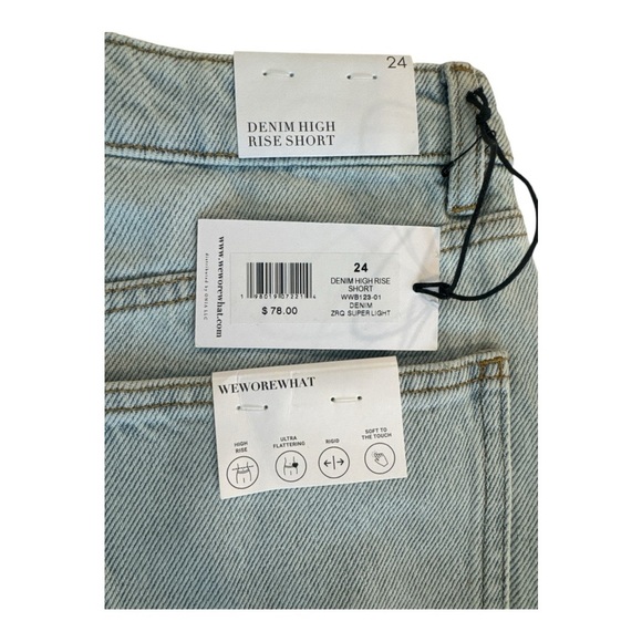 WeWoreWhat Blue High-Waisted Jean Shorts with Frayed Hem - Picture 3 of 4